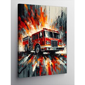 Kanvas Tablo İtfaiye Kamyonu 70x100 cm