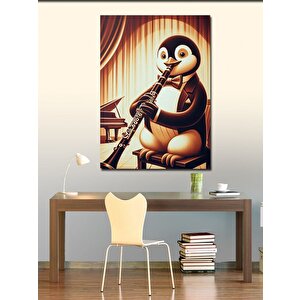 Kanvas Tablo Klarinet Çalan Penguen 50x70 cm