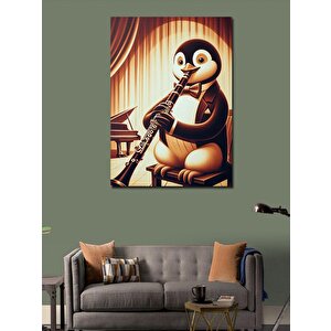 Kanvas Tablo Klarinet Çalan Penguen 50x70 cm