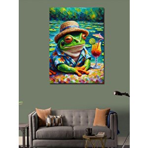 Kanvas Tablo Şapkalı Kurbağa 70x100 cm