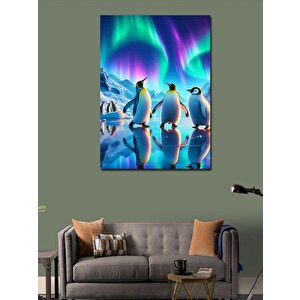 Kanvas Tablo Aurora Ve Penguenler 100x140 cm