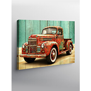 Kanvas Tablo Retro Kırmızı Kamyonet 100x140 cm