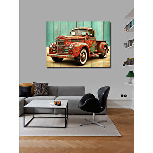 Kanvas Tablo Retro Kırmızı Kamyonet 100x140 cm