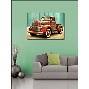 Kanvas Tablo Retro Kırmızı Kamyonet 100x140 cm