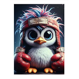Boksör Penguen Desenli Ahşap Tablo 25cmx 35cm 25x35 cm