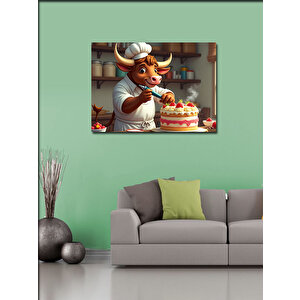 Kanvas Tablo Pasta Yapan İnek Figürü 70x100 cm
