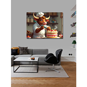 Kanvas Tablo Pasta Yapan İnek Figürü 100x140 cm