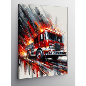 Kanvas Tablo Alevli İtfaiye Kamyonu 70x100 cm