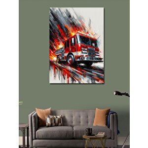 Kanvas Tablo Alevli İtfaiye Kamyonu 70x100 cm