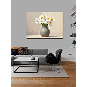 Kanvas Tablo Beyaz Papatya Vazosu 100x140 cm