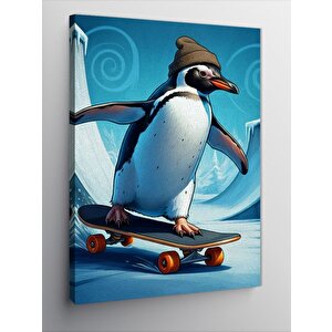Kanvas Tablo Kaykaycı Penguen 70x100 cm