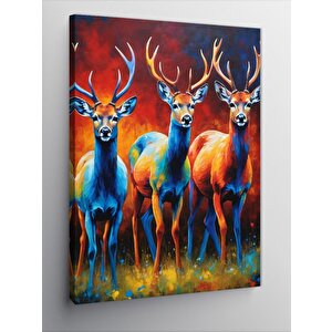 Kanvas Tablo Renkli Geyikler 70x100 cm