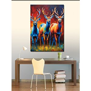 Kanvas Tablo Renkli Geyikler 70x100 cm