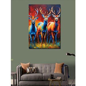 Kanvas Tablo Renkli Geyikler 70x100 cm