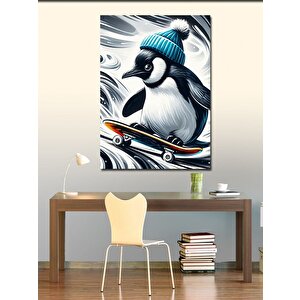 Kanvas Tablo Kaykaycı Penguen 70x100 cm