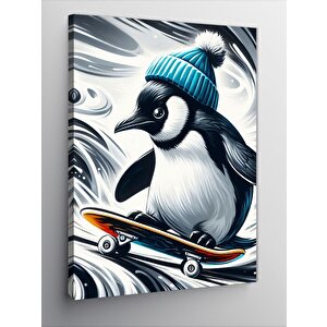 Kanvas Tablo Kaykaycı Penguen 100x140 cm
