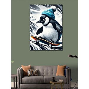 Kanvas Tablo Kaykaycı Penguen 100x140 cm