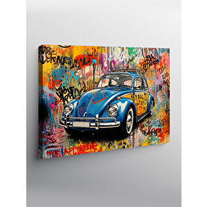 Kanvas Tablo Mavi Retro Vosvos Çizimi 50x70 cm