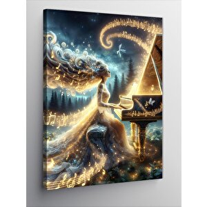 Kanvas Tablo Işıltılı Piyano Ve Kadın 50x70 cm