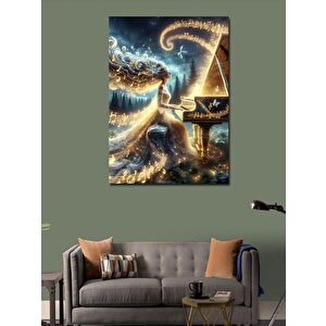 Kanvas Tablo Işıltılı Piyano Ve Kadın 50x70 cm