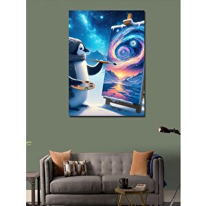 Kanvas Tablo Uzay Ressamı Penguen 100x140 cm