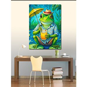 Kanvas Tablo Kokteyl İçen Kurbağa 100x140 cm