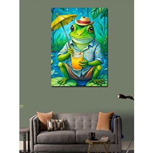 Kanvas Tablo Kokteyl İçen Kurbağa 100x140 cm