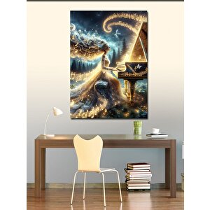 Kanvas Tablo Işıltılı Piyano Ve Kadın 70x100 cm