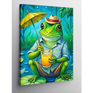 Kanvas Tablo Kokteyl İçen Kurbağa 70x100 cm