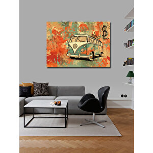 Kanvas Tablo Çizgili Nostaljik Minibüs 70x100 cm