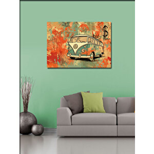 Kanvas Tablo Çizgili Nostaljik Minibüs 70x100 cm