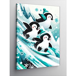 Kanvas Tablo Kayakçı Penguenler 100x140 cm