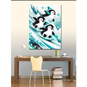 Kanvas Tablo Kayakçı Penguenler 100x140 cm