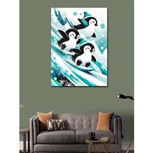 Kanvas Tablo Kayakçı Penguenler 100x140 cm