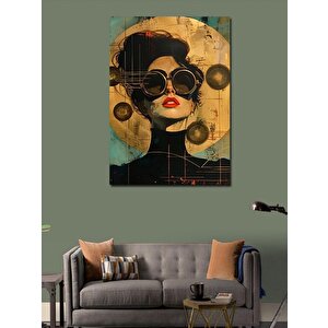 Kanvas Tablo Retro Gözlüklü Kadın 100x140 cm