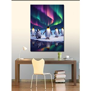 Kanvas Tablo Kutup Işıkları Ve Penguenler 70x100 cm