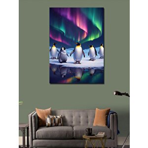 Kanvas Tablo Kutup Işıkları Ve Penguenler 70x100 cm