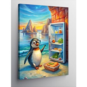 Kanvas Tablo Penguen Ve Buzdolabı 100x140 cm