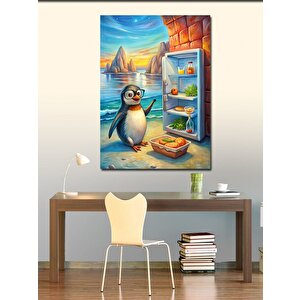 Kanvas Tablo Penguen Ve Buzdolabı 100x140 cm