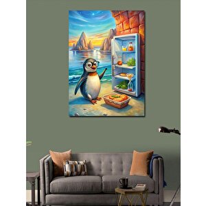 Kanvas Tablo Penguen Ve Buzdolabı 100x140 cm