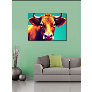 Kanvas Tablo Renkli İnek Figürü 70x100 cm