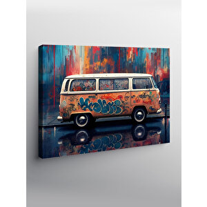 Kanvas Tablo Renkli Retro Minibüs 50x70 cm