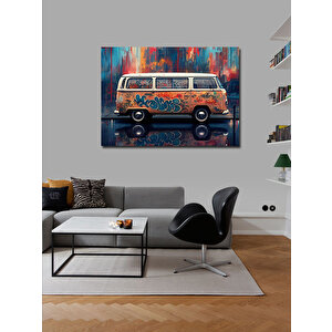 Kanvas Tablo Renkli Retro Minibüs 50x70 cm