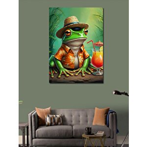 Kanvas Tablo Şapkalı Kurbağa 70x100 cm