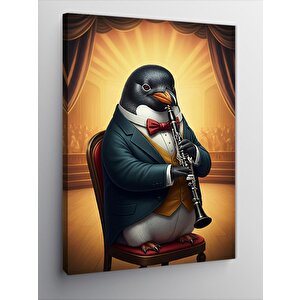Kanvas Tablo Klarinet Çalan Penguen 70x100 cm