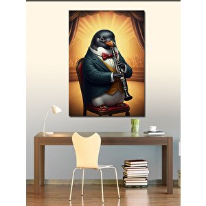 Kanvas Tablo Klarinet Çalan Penguen 70x100 cm