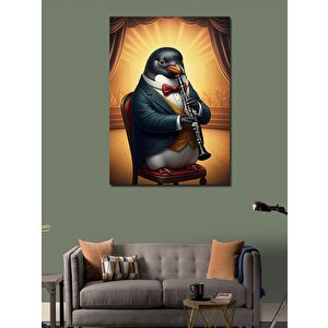 Kanvas Tablo Klarinet Çalan Penguen 70x100 cm