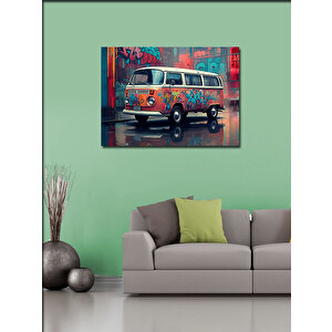 Kanvas Tablo Grafitili Volkswagen Minibüs 70x100 cm
