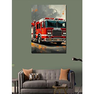 Kanvas Tablo İtfaiye Kamyonu 50x70 cm