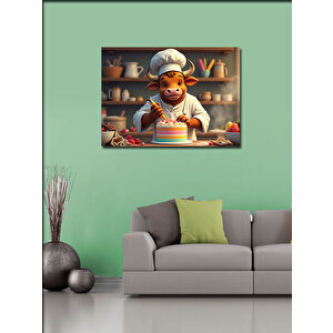 Kanvas Tablo Pastacı İnek Portresi 70x100 cm